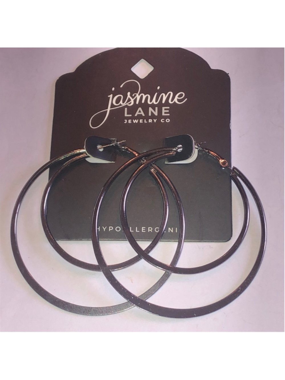 Jasmine Lane Gunmetal Dark Metal Huge Boho Hoop Earrings